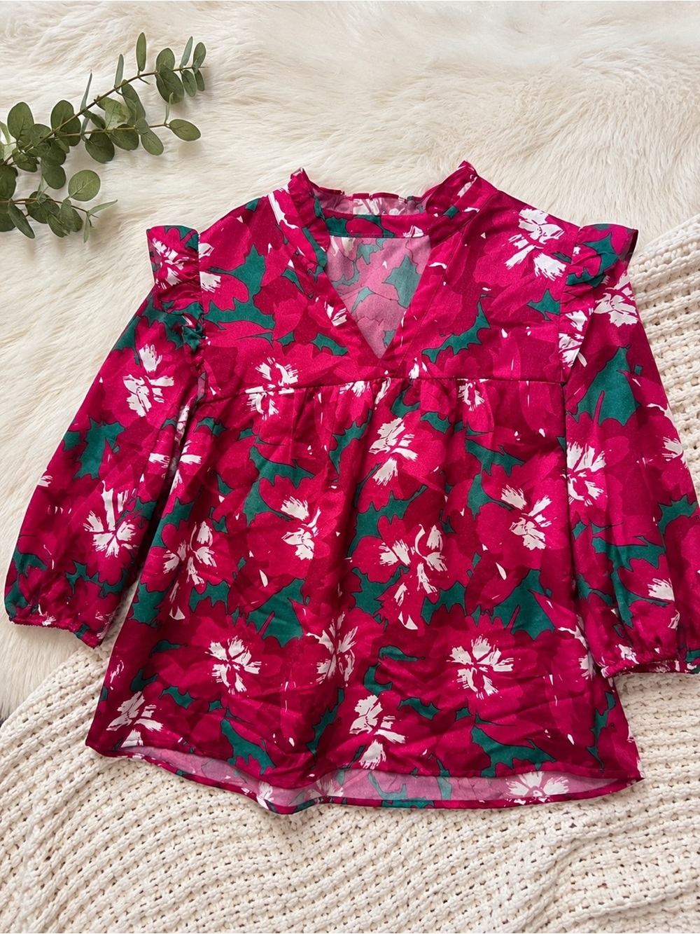 🌺✨ Michelle McDowell Floral Ruffle Blouse Size Medium ✨🌺